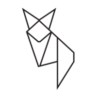 Wolf-Origami-Illustrationsdesign. Strichzeichnungen geometrisch für Symbol, Logo, Designelement usw png