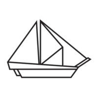 Pinisi-Schiffs-Origami-Illustrationsdesign. Strichzeichnungen geometrisch für Symbol, Logo, Designelement usw png