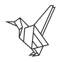 Vogel-Origami-Illustrationsdesign. Strichzeichnungen geometrisch für Symbol, Logo, Designelement usw png