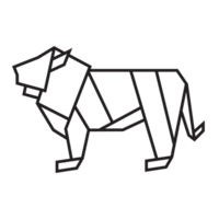 lion origami illustration design. line art geometric for icon, logo, design element, etc png