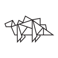 Dinosaurier-Origami-Illustrationsdesign. Strichzeichnungen geometrisch für Symbol, Logo, Designelement usw png