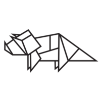 Triceratops-Origami-Illustrationsdesign. Strichzeichnungen geometrisch für Symbol, Logo, Designelement usw png