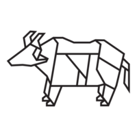 buffalo origami illustration design. line art geometric for icon, logo, design element, etc png