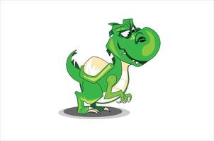 Green dino vector illustration on white background