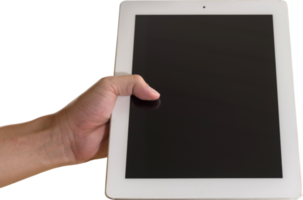 Hand holding tablet isolate png