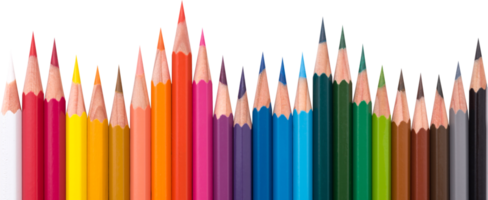 crayons de couleur posés en rangée isolés png