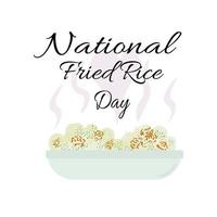 National Fried Rice Day, idea for a poster or menu design vector