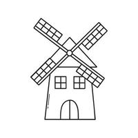 Hand drawn mill doodle. Vector illustration isolated on white background