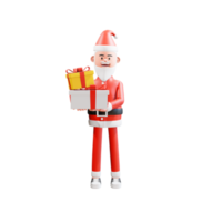 Kerstmis concept 3d illustratie de kerstman claus draag- twee cadeaus met beide handen png