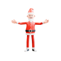 3D-Charakter Weihnachtsmann. glücklicher weihnachtsmann, der weihnachten mit einladender geste feiert png