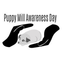 Puppy Mill Awareness Day, idea for banner or poster, humane treatment and animal welfare vector