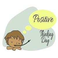 Positive Thinking Day, idea for a cute postcard with positive motivation vector