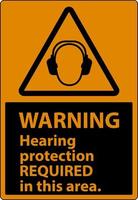 Warning Hearing Protection Required Sign On White Background vector