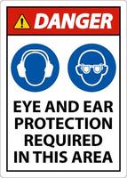 Caution Eye and Ear Protection Required Sign On White Background vector