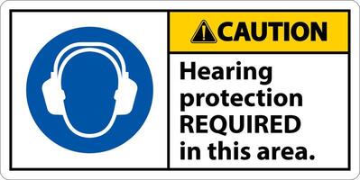 Caution Hearing Protection Required Sign On White Background vector