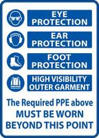 The Required PPE Must Be Worn Sign vector