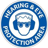 Hearing and Eye Protection Sign On White Background vector