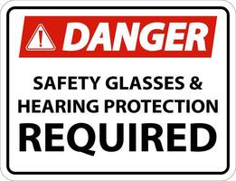 Danger Hearing Protection and Safety Glasses Sign On White Background vector