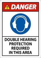 Danger Double Hearing Protection Sign On White Background vector