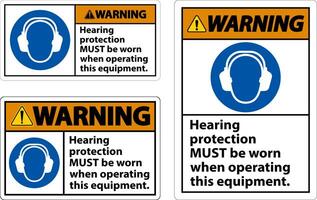 Warning Hearing Protection Must Be Worn Sign vector