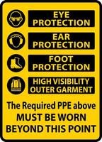 The Required PPE Must Be Worn Sign vector