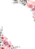 aquarela de moldura de flor rosa png