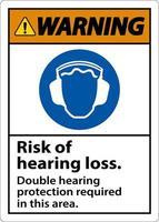 Warning Double Hearing Protection Sign On White Background vector