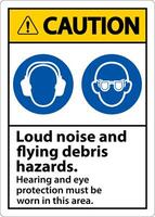 Caution Hearing and Eye Protection Sign On White Background vector