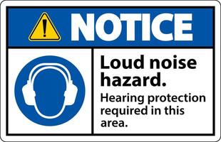 Notice Hearing Protection Required Sign On White Background vector