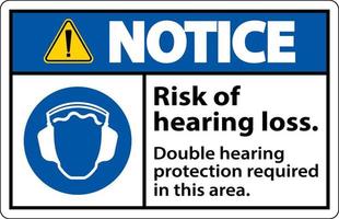 Notice Double Hearing Protection Sign On White Background vector