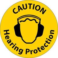 Caution Hearing Protection Required In This Area. On White Background vector