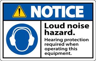 Notice Hearing Protection Required Sign On White Background vector