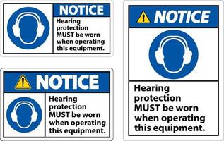 Notice Hearing Protection Must Be Worn Sign vector