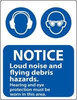 Hearing and Eye Protection Sign On White Background vector