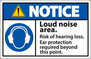 Notice Loud Noise Area Risk of Hearing Loss Sign vector