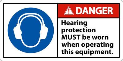 Danger Hearing Protection Must Be Worn Sign vector