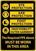 PPE Must Be Worn In This Area Sign vector