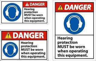 Danger Hearing Protection Must Be Worn Sign vector