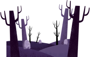 scary landscape illustration, Halloween png