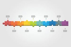 plantilla de gráfico de gráfico de rompecabezas de línea de tiempo para infografía para presentación de 10 elementos vector