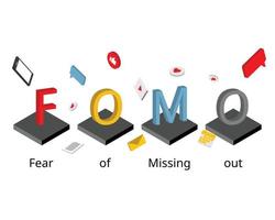 social media phenomenon of Fear of missing out or FOMO vector