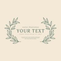 vintage rustic flower leaf branch wreath vector copy template frame