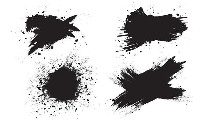 set of vector brush stroke background. grunge backdrop, dirty banner. isolated on white background