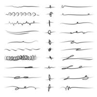 Set of hand drawn lines. Doodle design element with underline, scribble, swashes, swoops. swirl. vector illustration