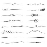 Set of hand drawn lines. Doodle design element with underline, scribble, swashes, swoops. swirl. vector illustration