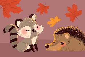 follaje de animales de otoño vector