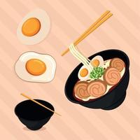 japanese food with chopsticks vector