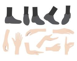 Hands and Foot in Different Gestures, Body Parts Illustration vector