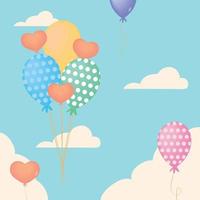 flying balloons in sky vector