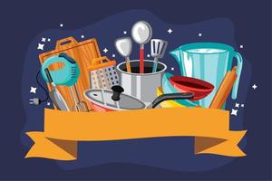 banner de herramientas de cocina vector